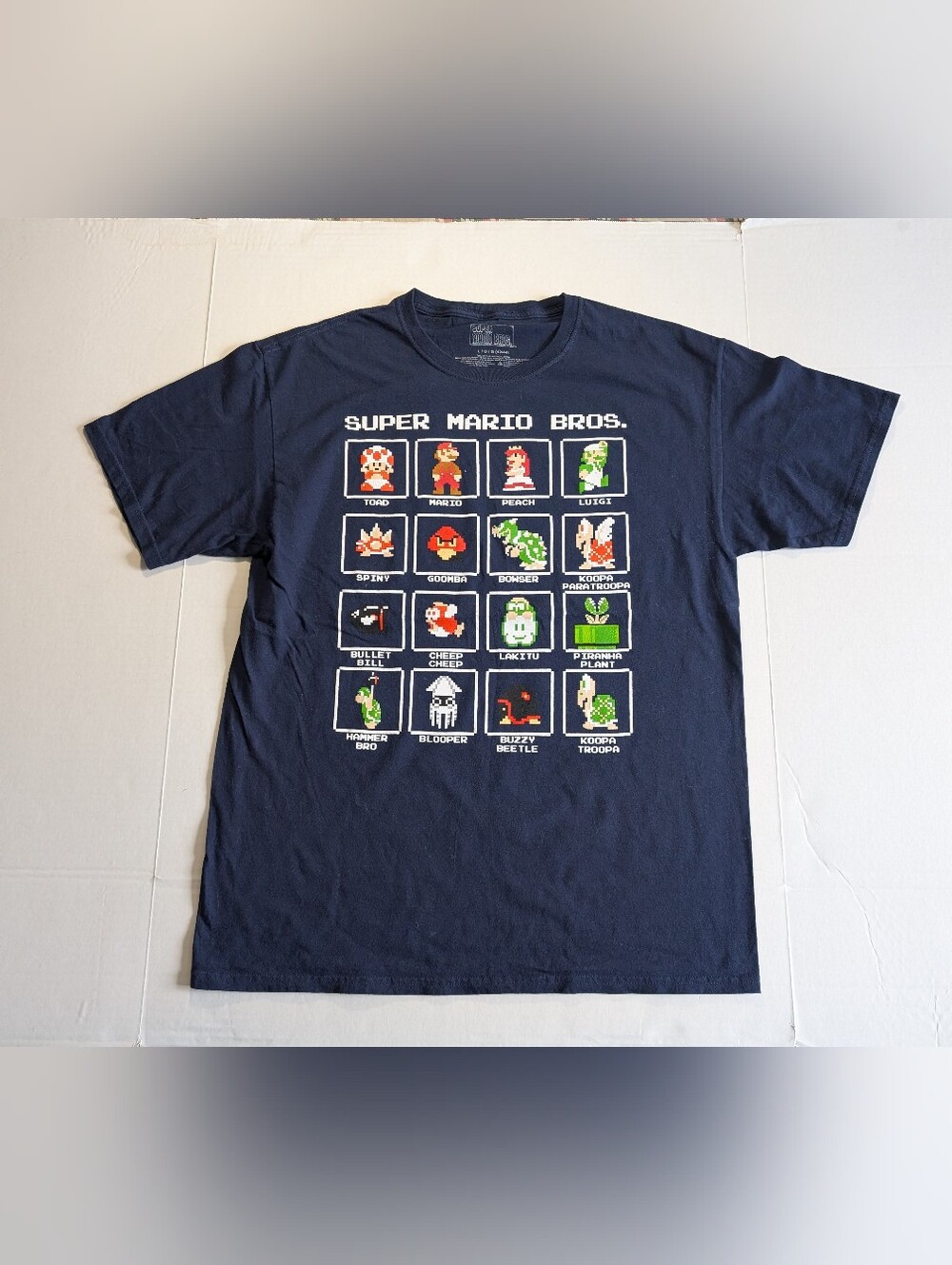 Super Mario Bros T-Shirt  Dark Blue Nintendo Characters Size L